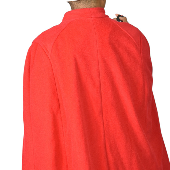 Vintage Sherwood Cape Red Bright Lipstick Flannel Velour Pockets Retro XL Large - Picture 5 of 16